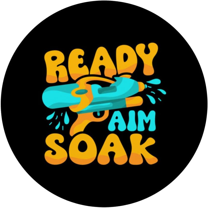 Ready Aim Soak Water Gun Squirt Gun Squirter Water Pistol PopSockets Swappable PopGrip, Black - Image 4