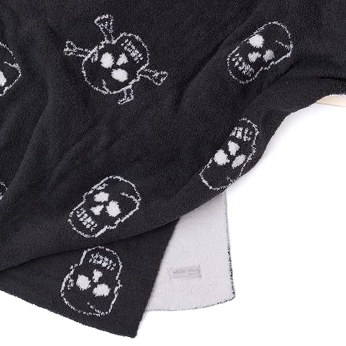 Barefoot Dreams CozyChic Skull Throw, Throw Blanket, Soft Blanket, Carbon/Almond, 54” x 72”