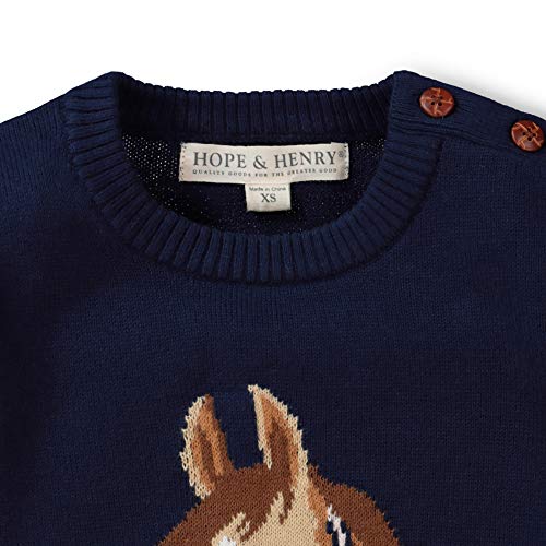 Hope & Henry Girls' Horse Intarsia Pullover Sweater Navy #TOP2