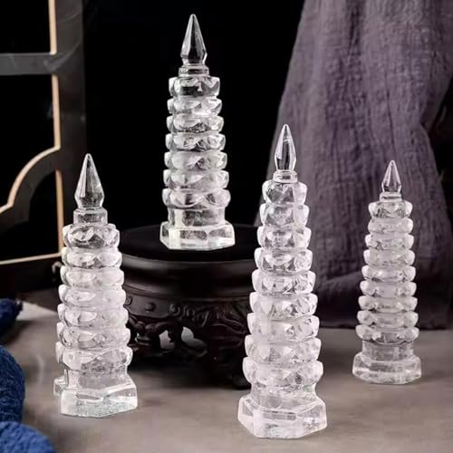 BOWINGBO Meditation Room Decor Ornamental Tower Sculptures 9 Level Pagoda Wenchang Tower Statue Crystals Polished Natural Stone Sculpture Statue Decor Figurines Reiki Home Room Office Desk Decoration - Image 3