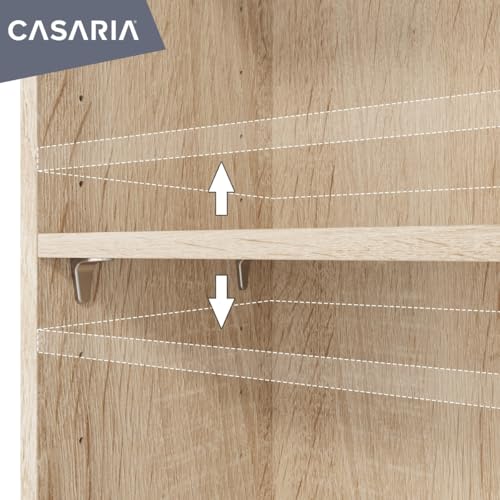 CASARIA® Estantería Vela 190x60x28cm 5 Estantes Abiertos Altura Regulable Estable Duradero Librería Biblioteca Mueble Organizador Oficina Habitación Roble - imagen 4