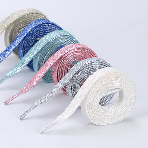Anopo 2 Pairs Glitter Shoe Laces 10mm Wide Burgundy 100cm by Anopo - Used condition - Image 3