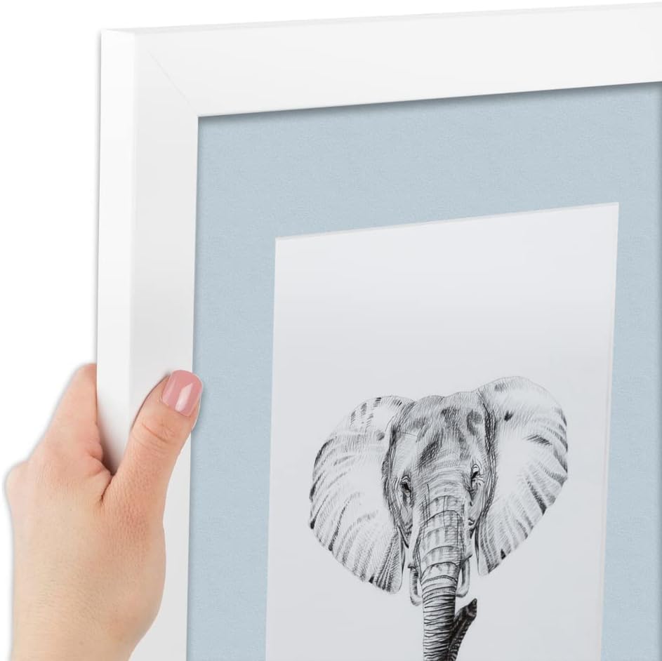 ArtToFrames 10x13 inch Satin White Frame Picture Frame with 2 Inch Single Baby Blue Mat, SingleMat-FRBW26074-10x13-860