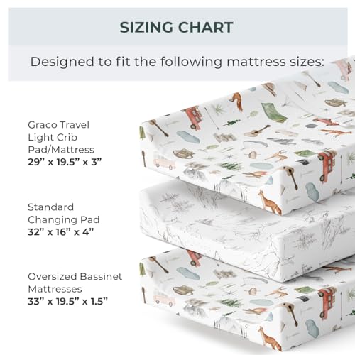 Image of Pobibaby 2 Pack Changing Pad Covers for Boys - Premium Cotton Blend Baby Diaper Changing Table Cover, Soft Breathable Boy Nursery Pad Sheets for Standard Pads 16x32 Newborn Bedding (Explore)