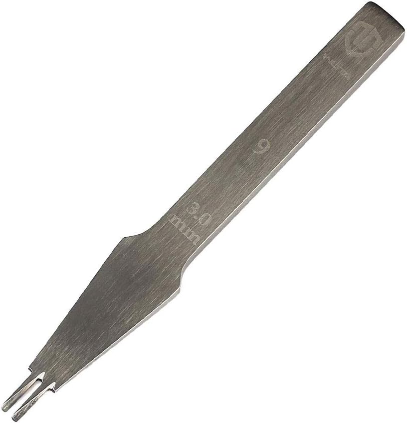 WUTA Leather Die-Steel Chisel Leather Hole Punch French Style Pricking Iron Sharp Leather Punching Tool (3.0mm-2 Teeth,Obverse)