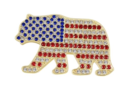 Image of Alilang American Flag USA Sparkly Crystal Rhinestone 4th of July Patriotic Pin Brooch