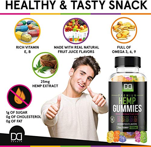 Hemp Gummies Supplements for Stress Relief Aid Mood Inflammation Focus Calm Extra Strength Vitamin Chewable for Adults, Best Relaxing Pure Natural Hemp Oil Gummy Bear Edibles Candy (1500mg | 2 Pack)