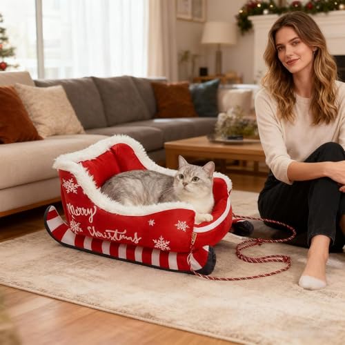 Lit pour chien lavable et coussin chat déhoussable en peluche antidérapante