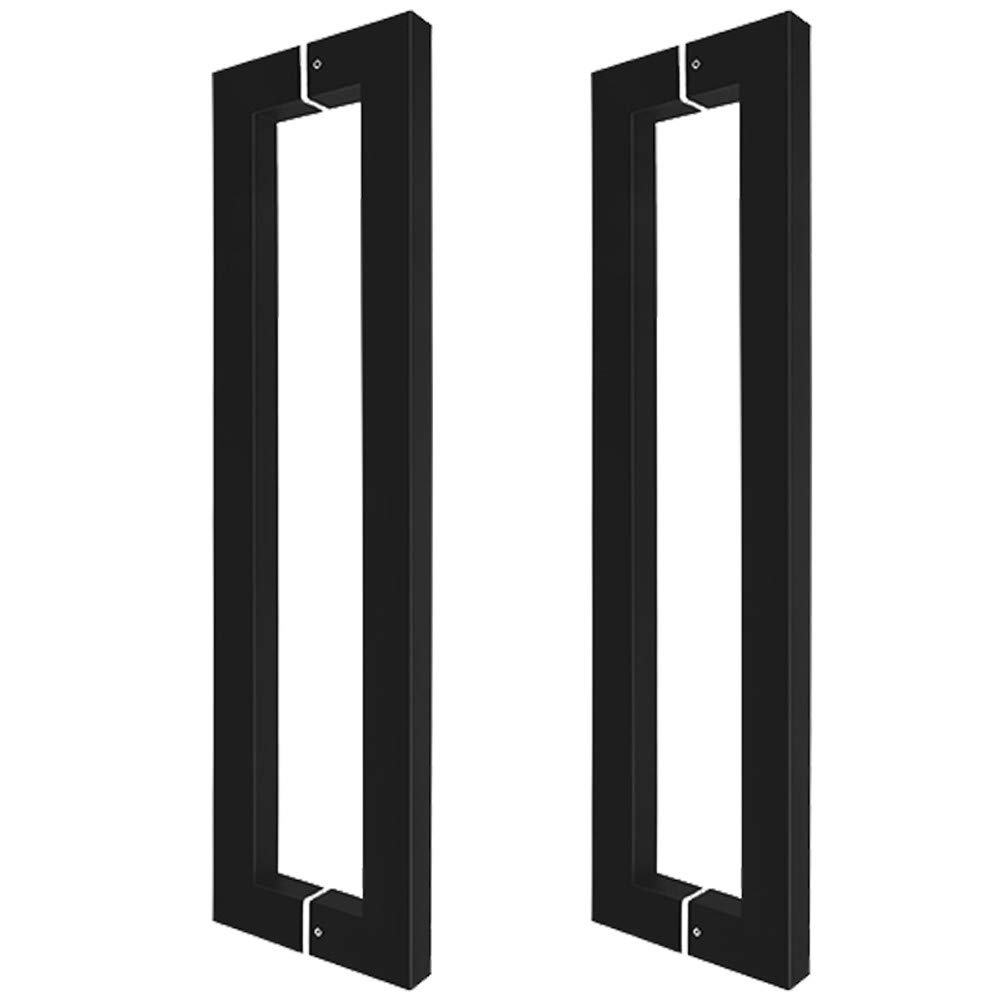 TKJfdTY Commercial Grade U-Shape Sliding Glass Door Handle - Brushed Stainless Steel Pull Push Entry Hardware For Interior/Exterior, Black, 2Pcs, 440Mm Length,Black 2pcs 440mm