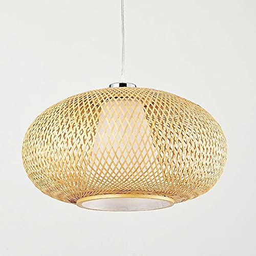 Plafonnier en osier tressé vintage E27 suspension luminaire rustique salon 40cm