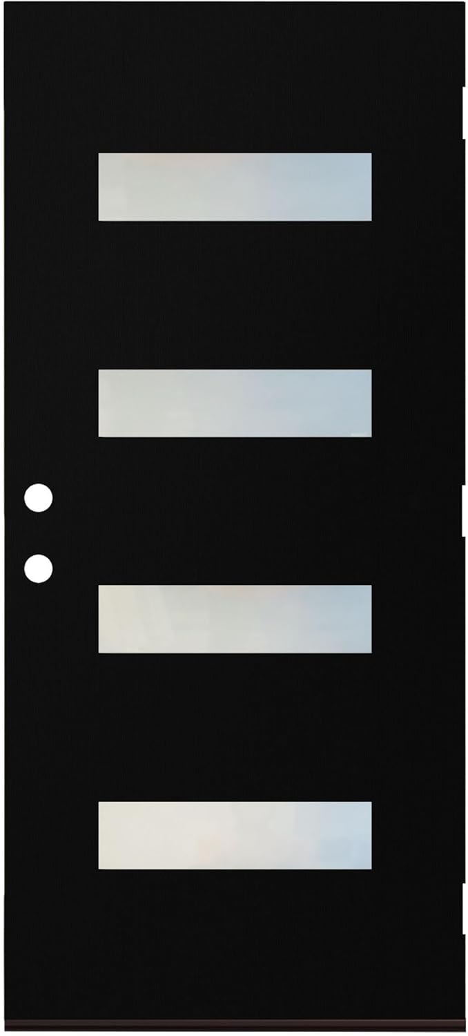 36x80 White Exterior Front Door Slab -Pre-Bored Reversible Fiberglass Entry Door Slab with Frost Glass-Primed Left Inswing/Right Outswing