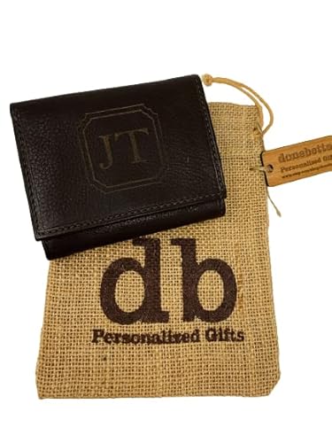 Brown Genuine Leather Tri Fold Personalized Mens Wallet Black (777) #TOP6