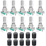 RUNCCI-YUN 10 Set EC11 360 Grad Drehgeber,5-Pin EC11 Audio Digital Potentiometer,Rotary Encoder Modul mit Schalter und Drehknopf Für Automobilelektronik Multimedia-Audio