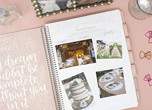 Bloom Daily Planners Wedding Planner & Organizer/Hardcover Keepsake Journal With Essential Planning Tools - Checklists, Vision Boards, Tips & More - 9"X11" - Silver Floral (Undated) #TOP5