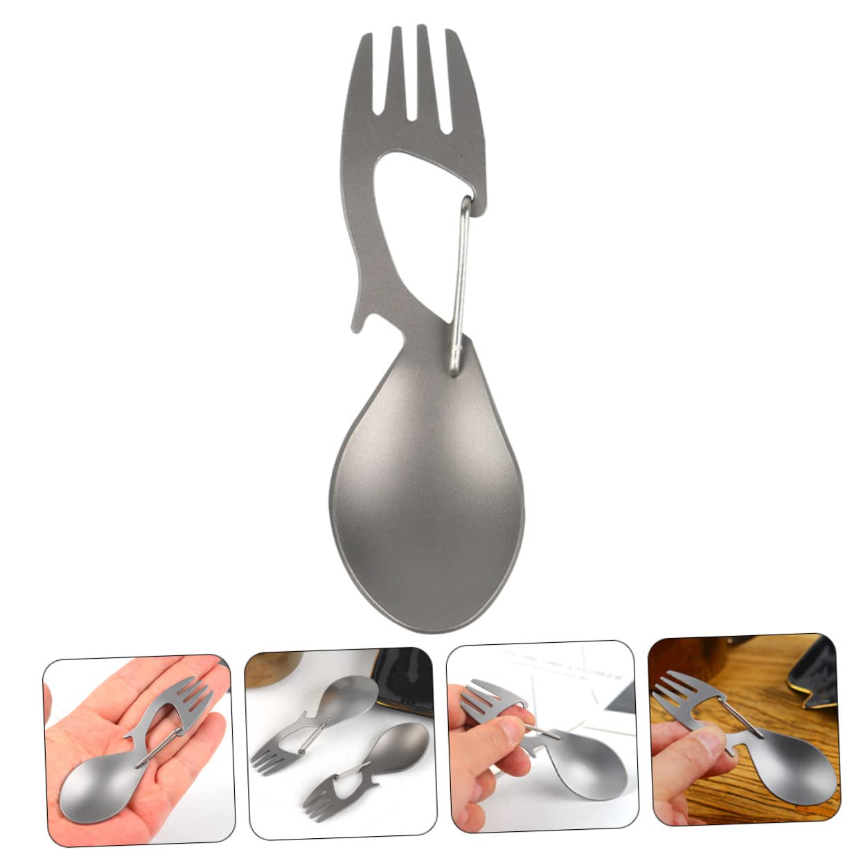 BESTonZON 5 Stück Multifunktionales Titangeschirr Rucksackreisen Utensil tragbar Besteck falten Camping-Spork Multifunktionale Campinggabel Multifunktions-Spork Spork Camping