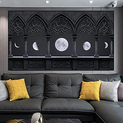 Affiches de fond noir lune pour sublimer l'ambiance de votre salon nordique contemporain