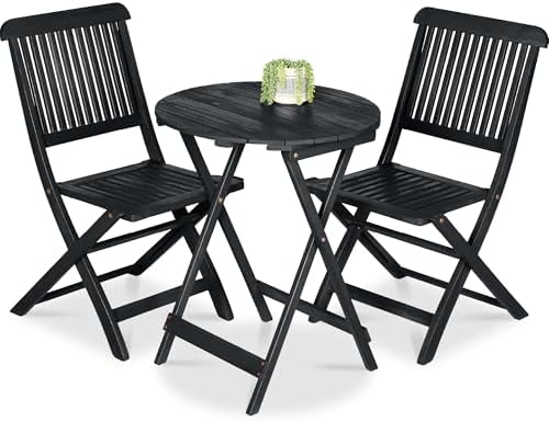 Best Choice Products 3-Piece Acacia Wood Bistro Set, Folding Pati...