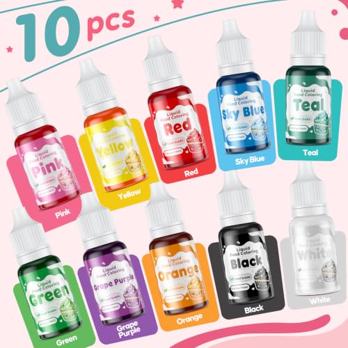 Image of Food Coloring 10x10ml Set for Baking Cake Halloween Fondant
