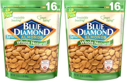 Blue Diamond Almonds, Raw Whole Natural, 16 Ounce (Pack of 2)