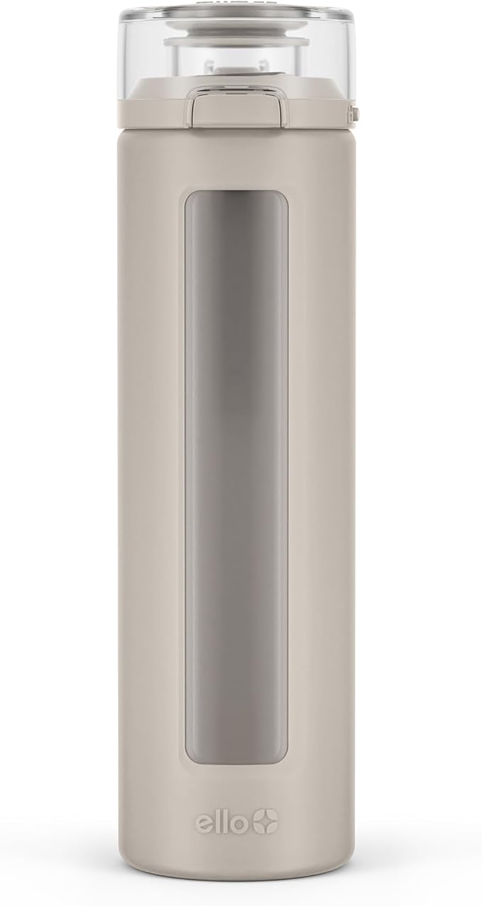 Ello Syndicate 20oz Reusable Glass Water Bottle with One-Touch Leak