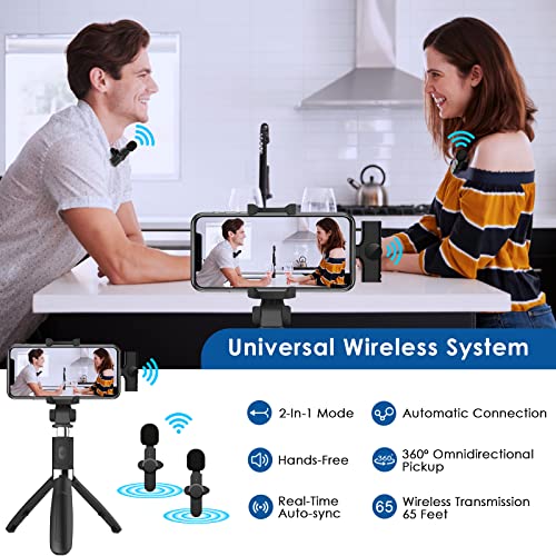 Nusican Dual Wireless Lavalier Microphone for iPhone iPad with Type-C Adapter, Professional Video Recording Lav Mic, Plug-Play Wireless Mics for YouTube Interview Vlog Livestream & Podcast… - Thumbnail 2