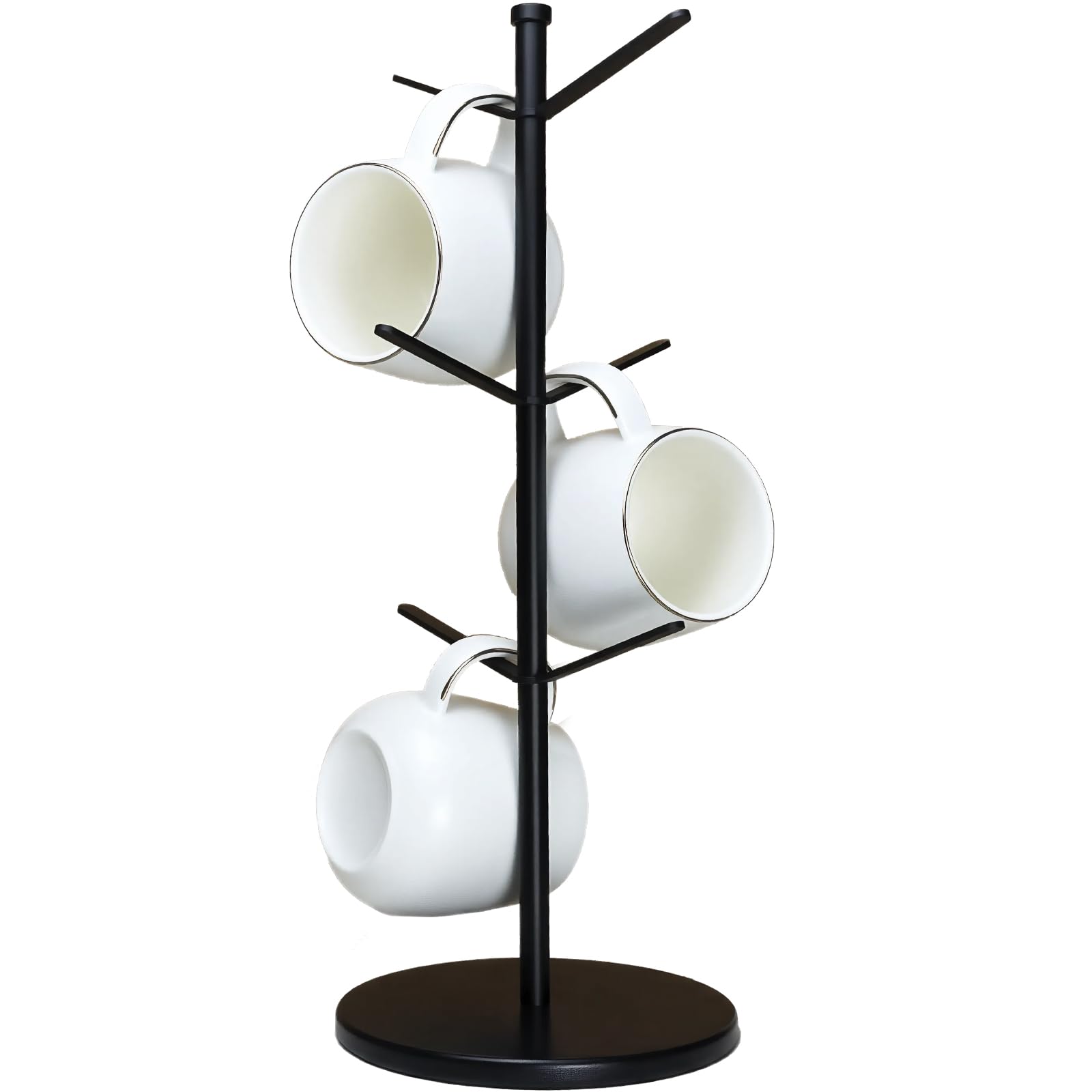 Photo 1 of ZOMETUO Premium Mug Tree, 6 Hooks Upgraded Stable Metal Mug Holder, Bamboo Base Coffee Mug Cup Rack for Counter Top, Mug Display, Home Storage and Cup Organizer, Black