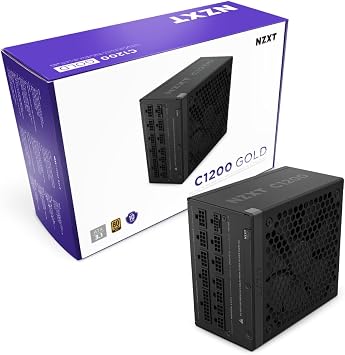 NZXT C1200 Gold ATX 3.1 - Fully Modular Low Noise PC Gaming Power Supply - 1200 Watts - 80 Plus Gold - 12V-2x6 Connectors - Zero Fan Mode - 100% Japanese Capacitors - Black