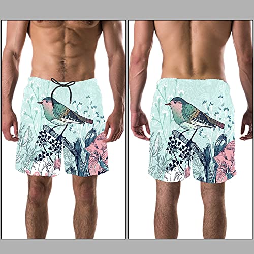 Short de bain homme avec doublure en maille oiseaux multicolore taille L - 3