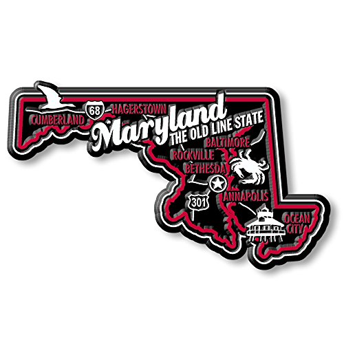 Maryland Premium State Magnet by Classic Magnets, 3.7" x 2.1", Collectible 3D Rubber Vintage-Style Souvenirs and Gifts Made in The USA