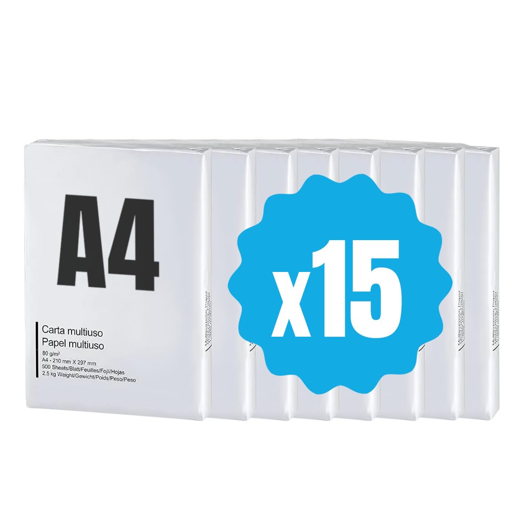 Mediawave Store - Set 15 Risme di Carta 42757 formato A4 500 fogli da 80 g Eins Universal Copy, Fogli per Stampante, Forniture per Ufficio, Cancelleria, Pacchi di Carta
