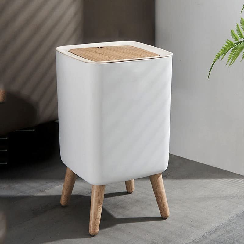Bote de basura con tapa de prensa para baño y cocina con contenedor interior de plástico 4