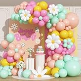 Ce que vous obtenez - Kit d'arc floral en papier aluminium Daisy jaune rose, le paquet comprend 3 ballons en aluminium Daisy, 2 ballons de 45,7 cm (vert pastel * 1, orange pastel * 1), 64 ballons de 25,4 cm (vert pastel * 16, orange pastel * 20, rose * 16, jaune * 12), 26 ballons de 12,7 cm (vert pastel * 8, orange pastel * 10, rose * 8), 1 bande de ballon, 1 ruban, 5 pcs de colle à pois. Total de 102 pièces.