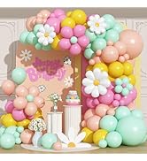 Daisy Flower Balloon Arch Kit 102Pcs Groovy Floral Balloons Garland with Foil Balloons Boho Pink ...