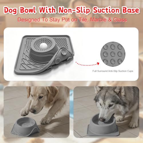 Image of Slow Feeder Dog Bowl & Lick Mat,2-in-1 Dog Lick Bowl with Interactive Rolling Ball for Liquid and Thick Treats,Anti-Slip Dog Lick Bowl for Dogs & Cats