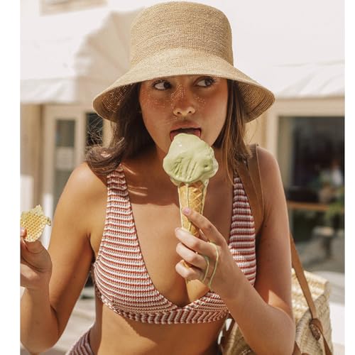 Sombrero de paja tipo bucket para mujer y hombre miniatura 4