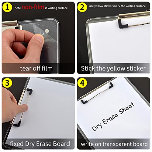 Clipboard With Insert 1 Piece A4 Plastic Clip Board 3 Pieces Clear Dry Erase Sheet Pet Film Quick Reference Clipboard With Transparent Protective For Drawing Office School Warehouse Event #TOP2