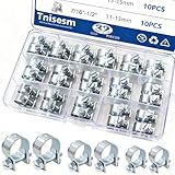 Tnisesm 32Pcs 1/4' 5/16' 3/8' Fuel Injection Gas Line Hose Clamps Clip Pipe Clamp Assortment Kit, Hoses Clamps Sleeving,for Automotive Diesel Petrol Pipe