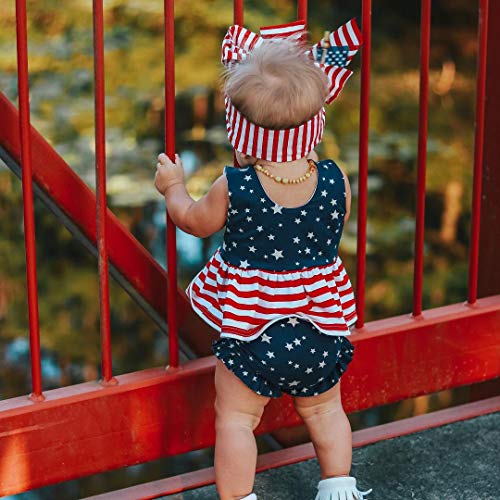 Wasaigood Newborn Baby Girls 3Pcs 4Th Of July Outfits Sleeveless Tank Tops Ruffles Shorts Clothes With Headband (Red,2-3 Years,) #TOP3