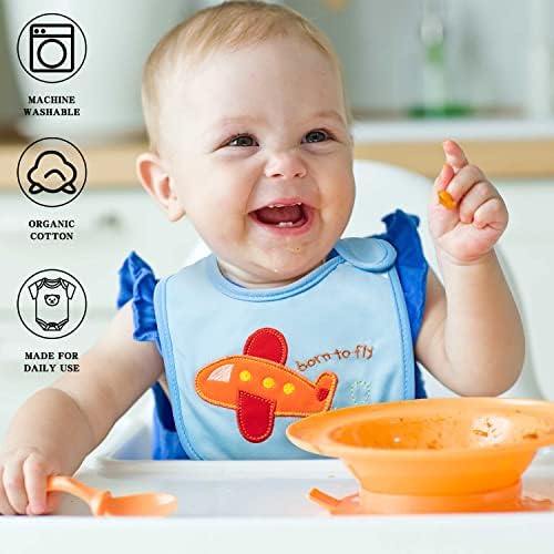 TirEurt 10Pcs White Blue Baby Bibs for Boys Girls Waterproof Feeding Bibs DIY Painting Bibs Baby Bandana Drool Bibs with Adjustable Magic Stickers Unisex for Baby shower (Painting Tools Not Included)