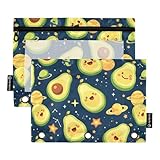 Binder Pouches 3 Ring for Boys Girls Spcase Cute Avocados Zipper Pencil Pouches Case Bag with Clear Window School College Office Supplies 2 Pack