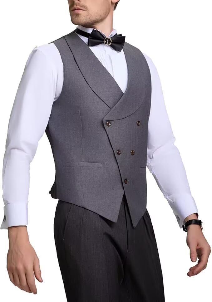 Men's 3 Piece Tuxedo Suit Formal Swallow Long Tailcoat Performances Party Wedding Double Breasted Vest Pants M Black3