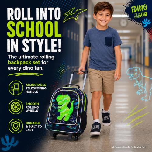 Image of CCJPX Rolling Backpack for Boys, Kids Roller School Bag with Wheels Toddler Wheeled Bookbag Elementary