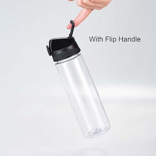 Miniatura 7 de Paquete de 6 botellas de agua transparentes a granel, botellas de agua de plástico reutilizables de 24 onzas con tapa y asa para beber, a prueba de