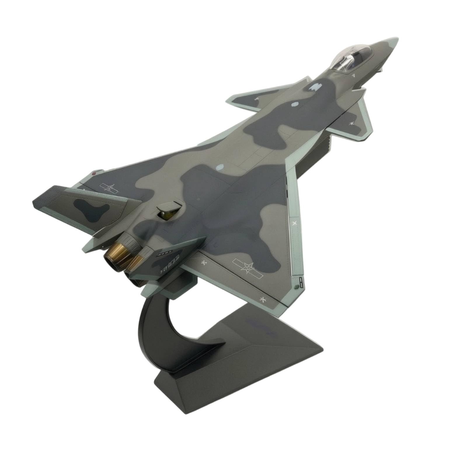 Modellino di Caccia J-20 Statico Modellino di Aereo con Supporto Elegante Aereo da Caccia in Miniatura per Scrivania
