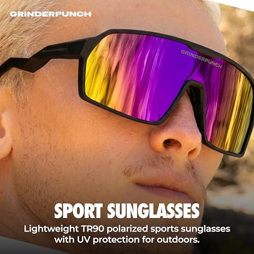 Image of grinderPUNCH Polarized Sports Sunglasses for Men Women UV Protection Shades for Baseball Running Cycling Skiing & Pickleball
