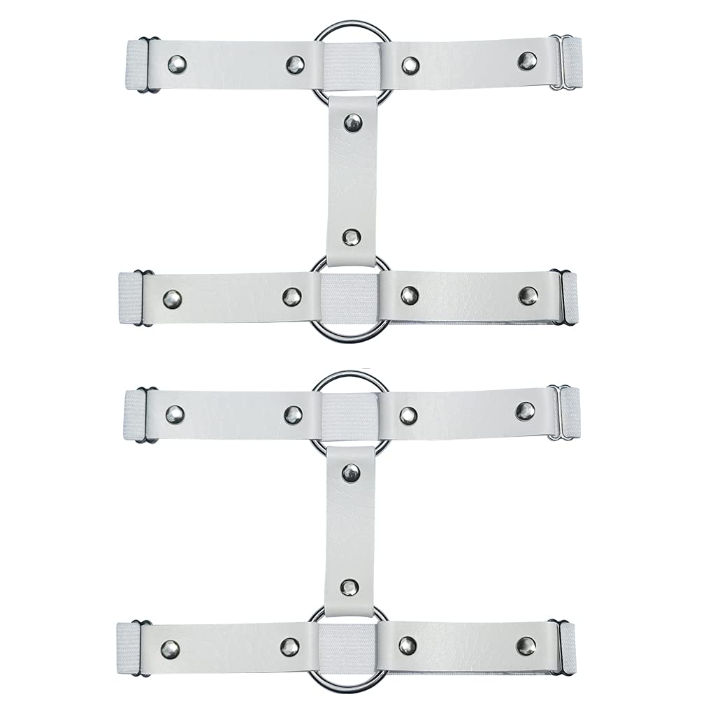 YunPeng Women Harness Adjustable Elastic Leather Leg Belt Leg Ring Body Harness2 Rows Punk Thigh Garter Belt