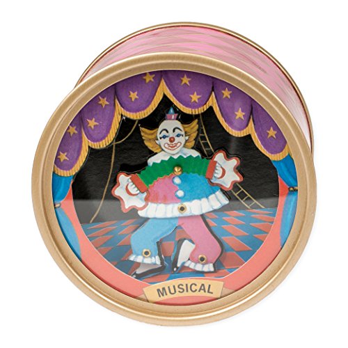 Splendid Music Box Co. Dancing Circus Clown Pink Argyle Drum Hardboard Musical Figurine Plays Tune It's A Small World #TOP2