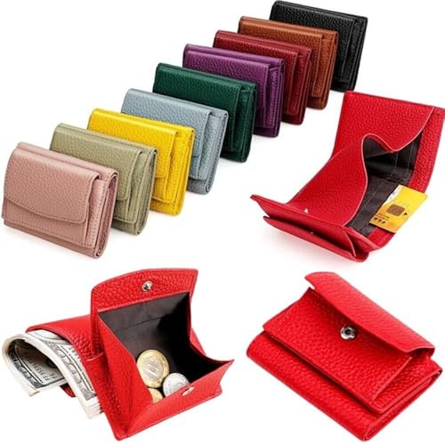 PU Wallet with Cash Slot Short Wallet Card Holder Organizer PU Money Bag for Women(Black)4