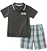 Calvin Klein Baby Boys 2 Pieces Bodysuit Shorts Set, Gray/Mint Green, 6-9 Months