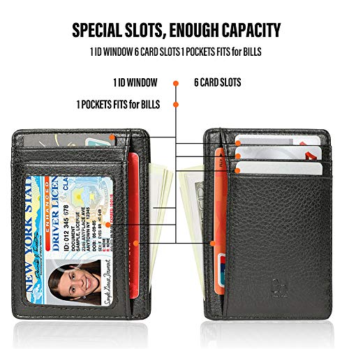 Image of GH GOLD HORSE Slim RFID Blocking Card Holder Minimalist Leather Front Pocket Wallet for Women | Slim